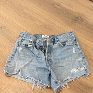 Agolde Faded Blue Frayed Jean Shorts